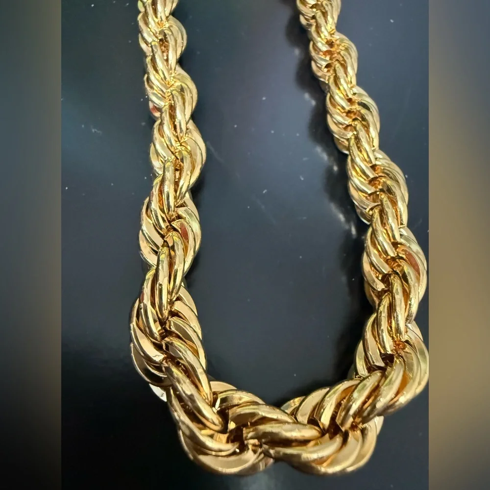 Vintage Napier‎ PAT PEND Chunky Gold Tone Rope Necklace 22” Estate